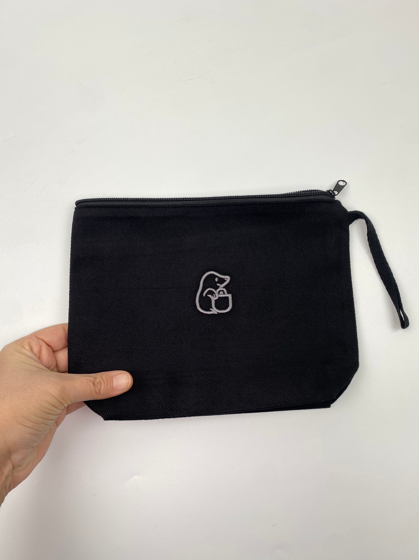Siyah Lamineli Nakışlı 300gr Kanvas Kumaş 25x18x6cm Körüklü Clutch Bez Çanta