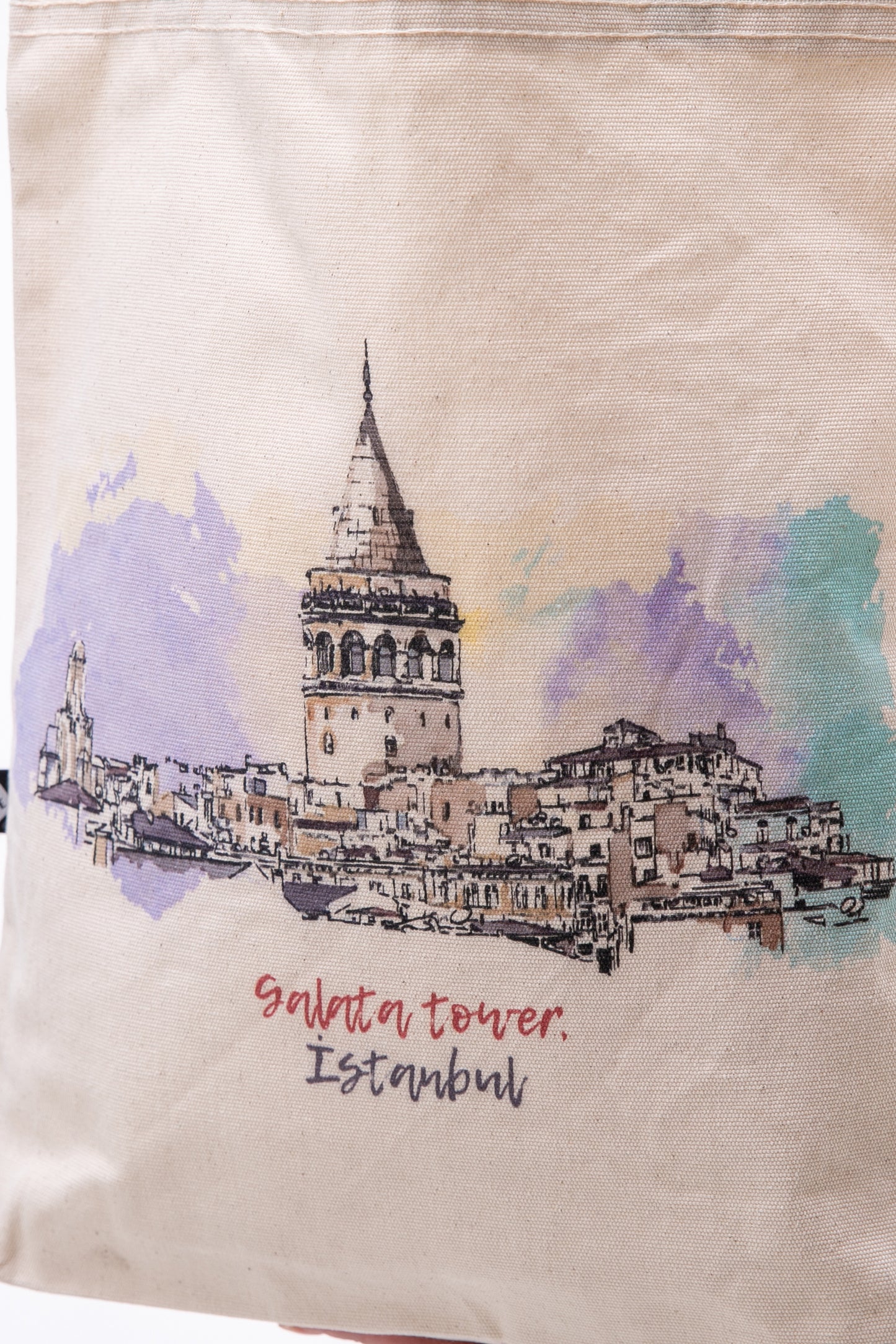 İstanbul Galata Tower Baskılı 340gr Gabardin Kumaş 35x40x8cm Bez Çanta