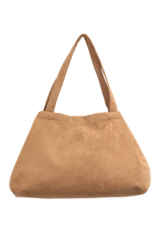 VELVET Camel Rengi Fitilli Kadife Büyüyebilen Bez Çanta