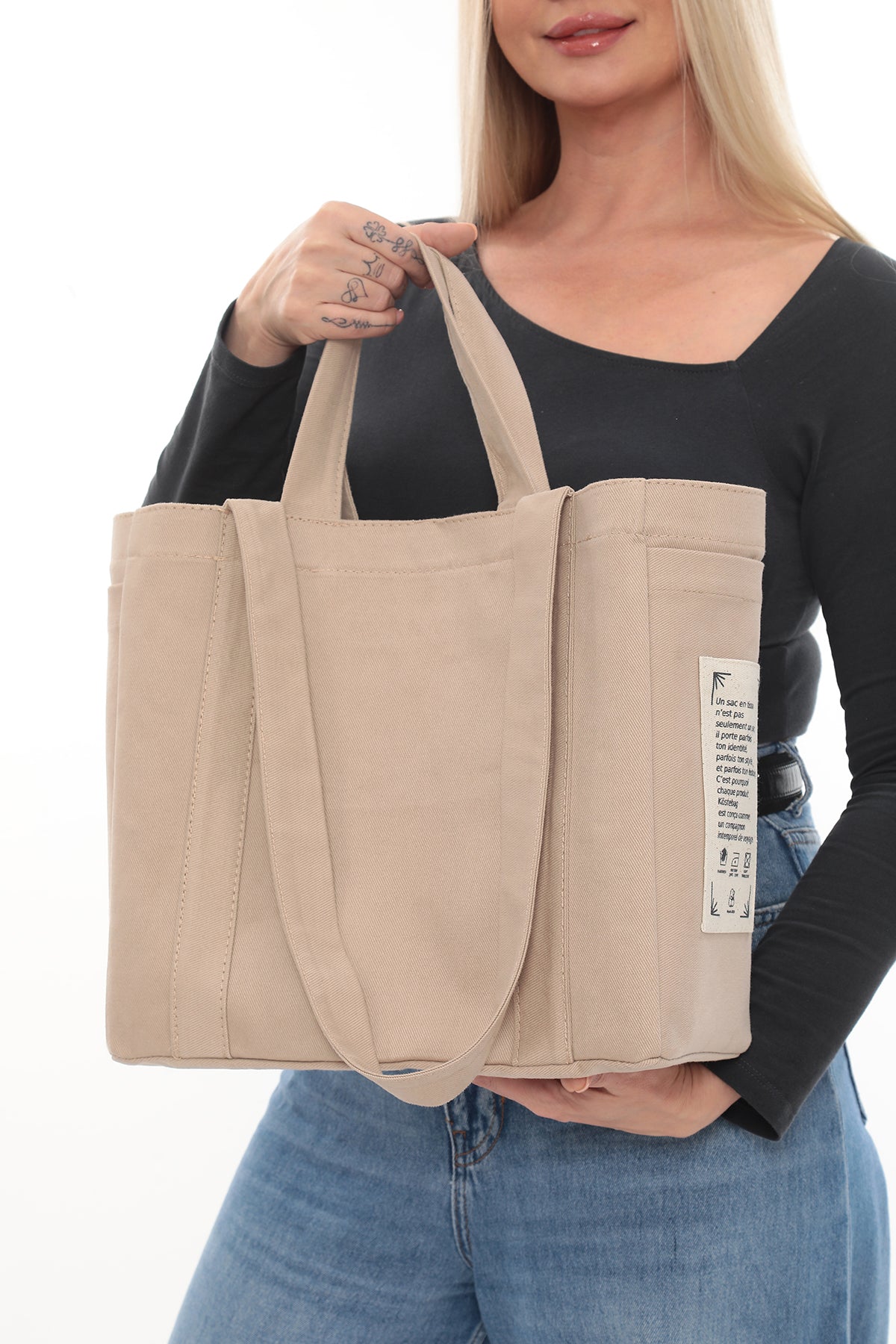 VERA KREM RENK - NAKIŞLI - ASTARLI - DIŞ VE İÇ CEPLİ