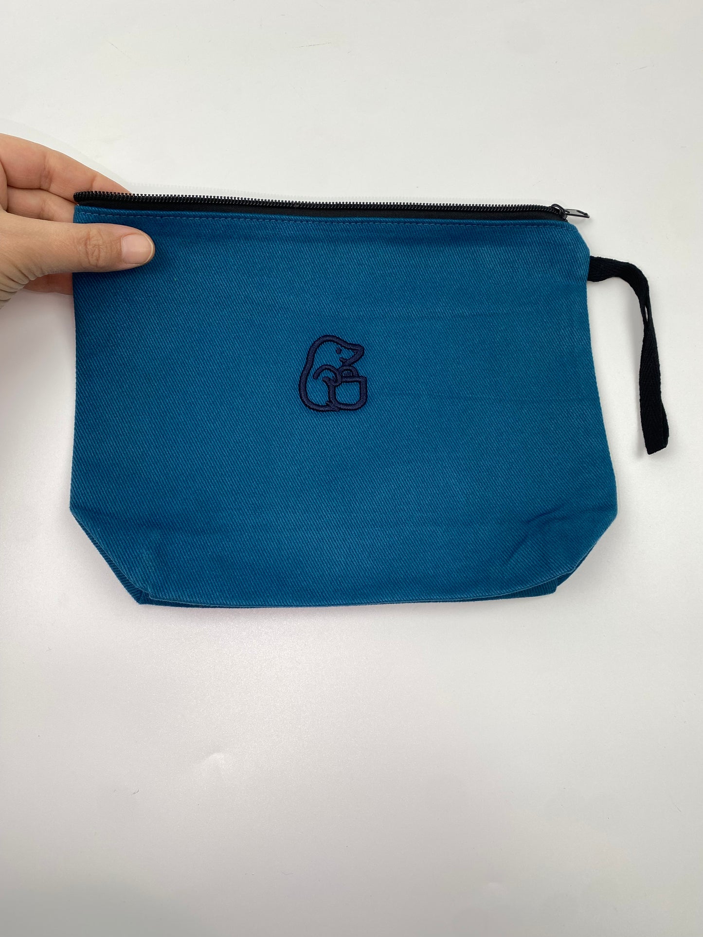 Petrol Yeşili Lamineli Nakışlı 300gr Kanvas Kumaş 25x18x6cm Körüklü Clutch Bez Çanta