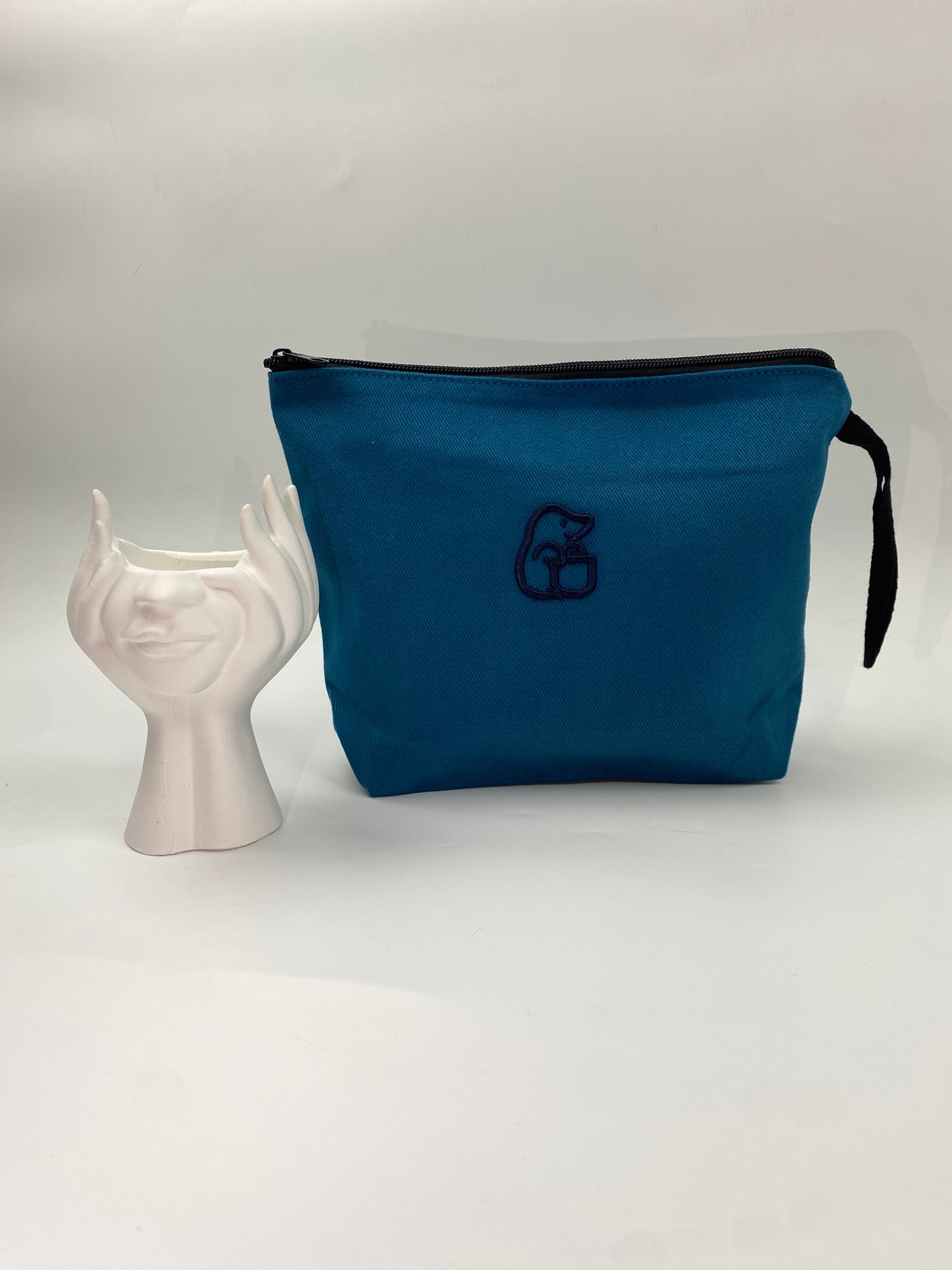 Petrol Yeşili Lamineli Nakışlı 300gr Kanvas Kumaş 25x18x6cm Körüklü Clutch Bez Çanta