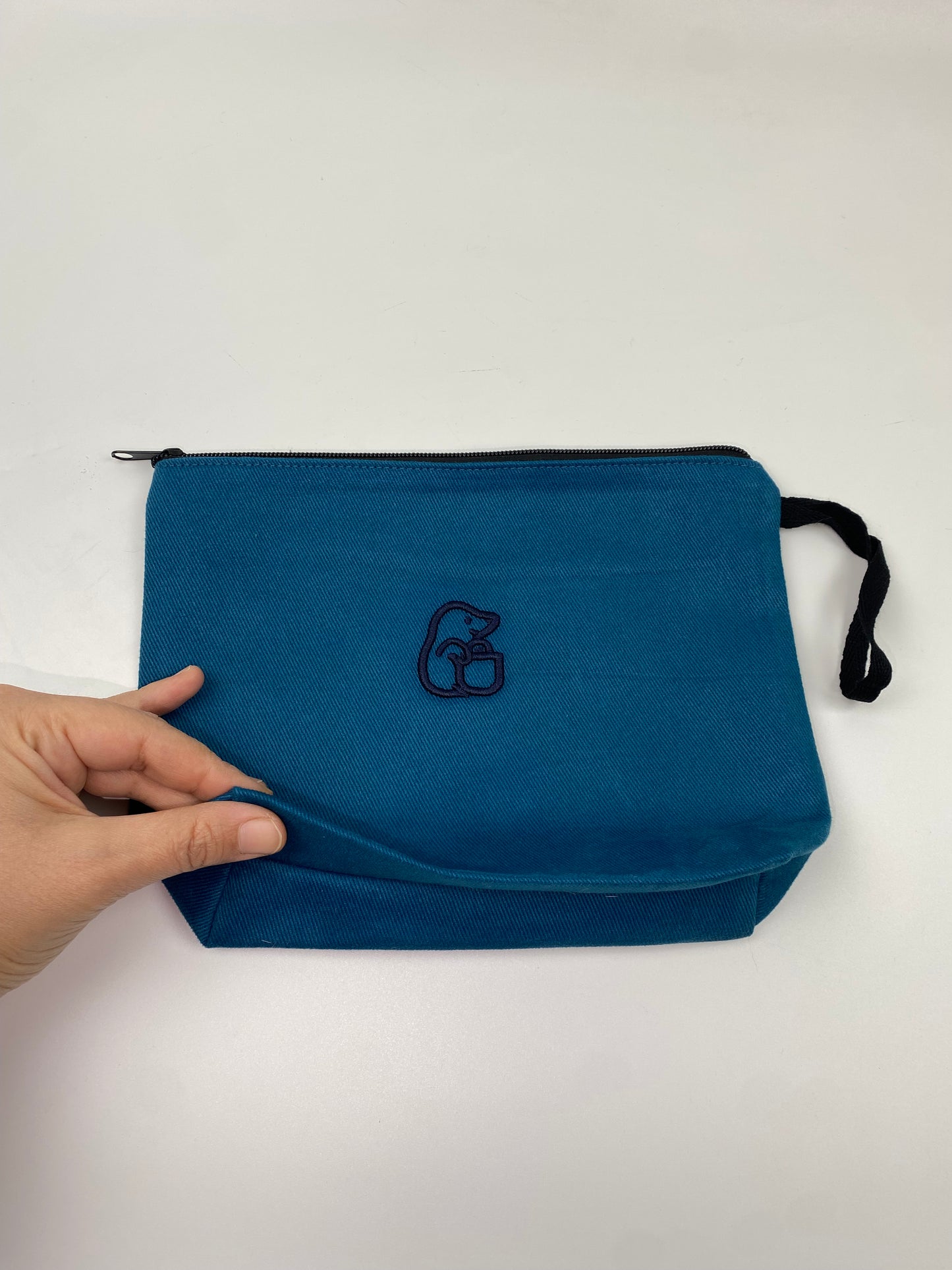 Petrol Yeşili Lamineli Nakışlı 300gr Kanvas Kumaş 25x18x6cm Körüklü Clutch Bez Çanta