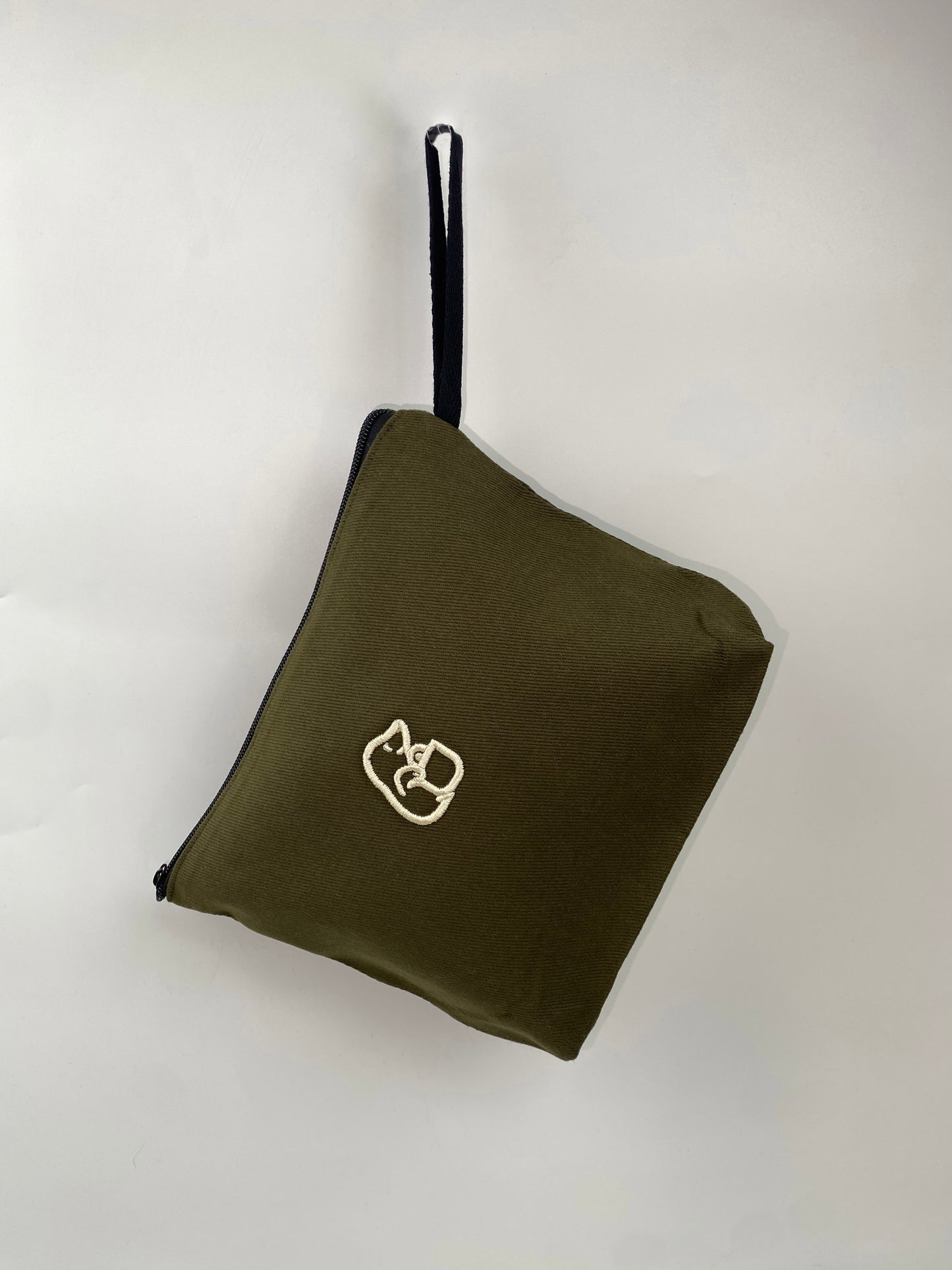 Haki Lamineli Nakışlı 300gr Kanvas Kumaş 25x18x6cm Körüklü Clutch Bez Çanta