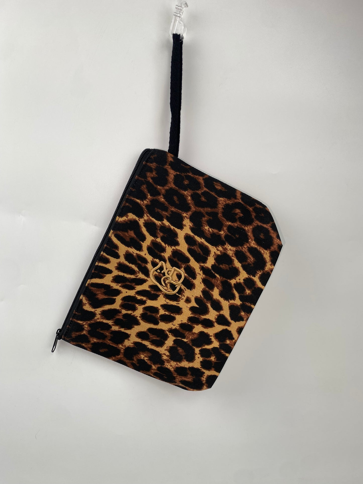 Leopar Lamineli Nakışlı 300gr Kanvas Kumaş 25x18x6cm Körüklü Clutch Bez Çanta