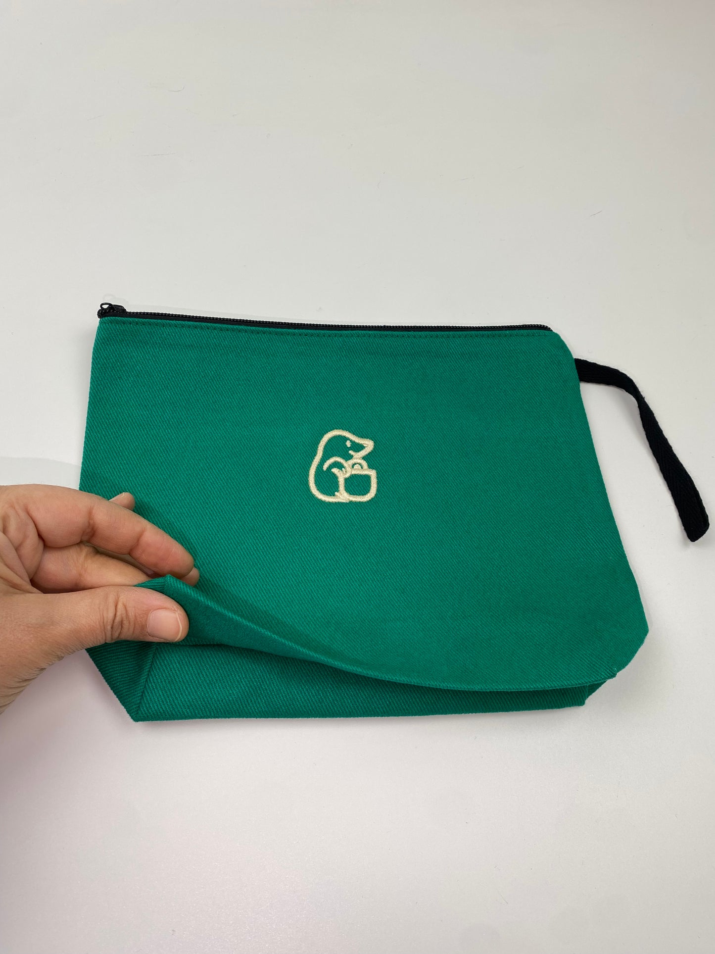 Yeşil-2 Lamineli Nakışlı 300gr Kanvas Kumaş 25x18x6cm Körüklü Clutch Bez Çanta