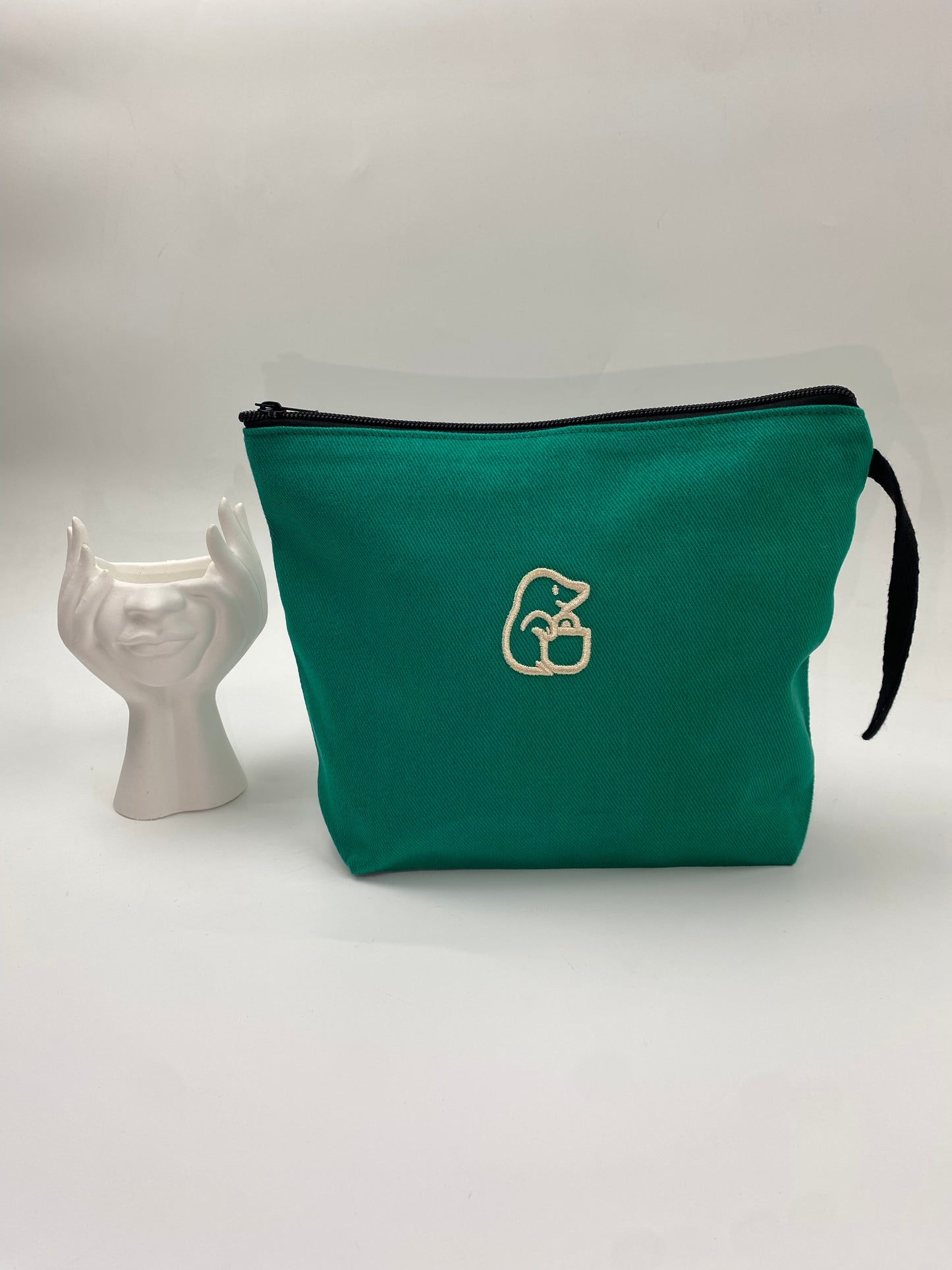 Yeşil-2 Lamineli Nakışlı 300gr Kanvas Kumaş 25x18x6cm Körüklü Clutch Bez Çanta