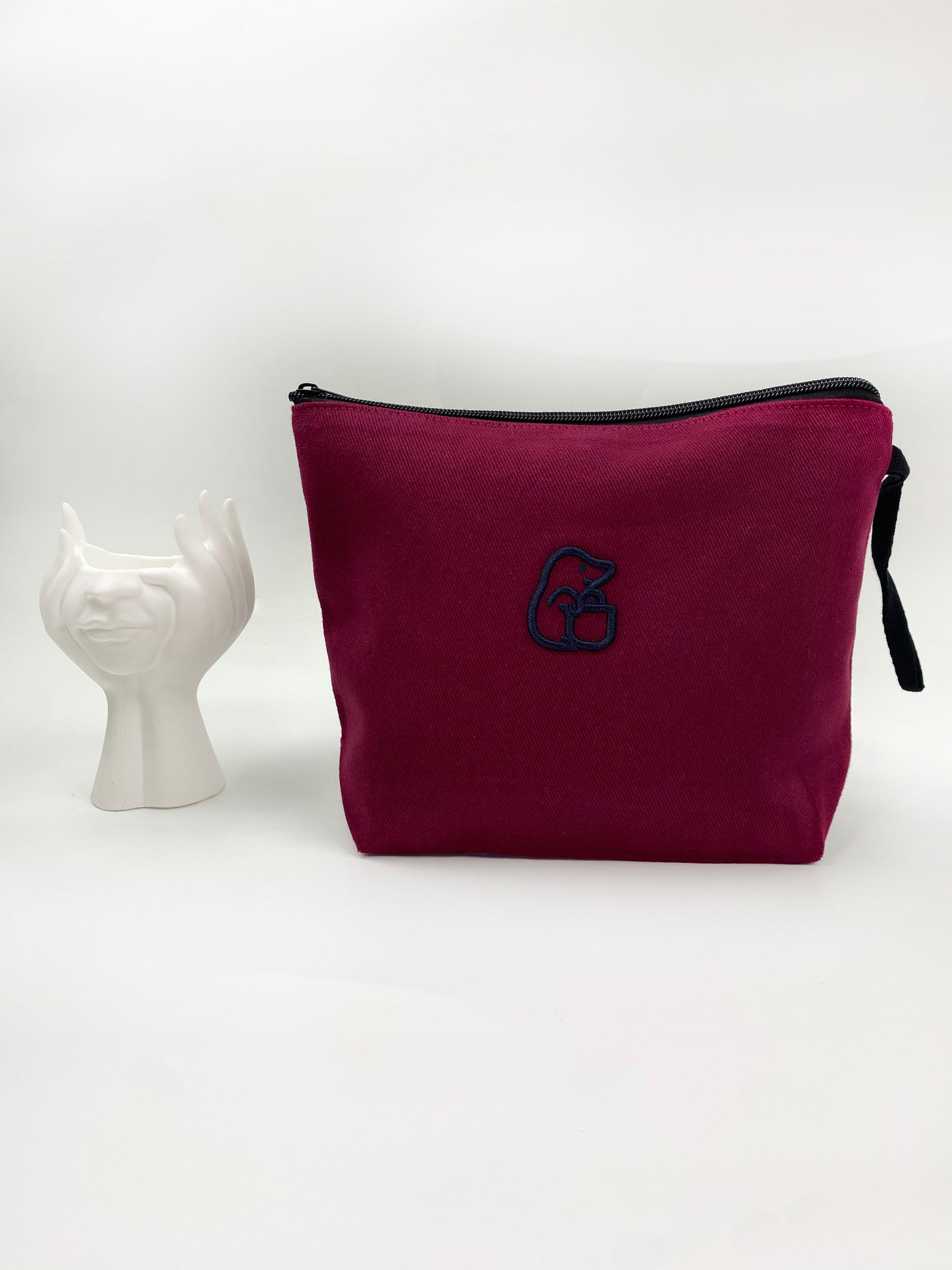 Bordo Lamineli Nakışlı 300gr Kanvas Kumaş 25x18x6cm Körüklü Clutch Bez Çanta