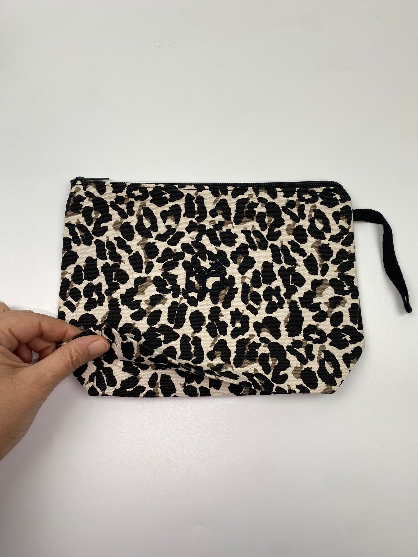 Leopar Lamineli Nakışlı 300gr Kanvas Kumaş 25x18x6cm Körüklü Clutch Bez Çanta