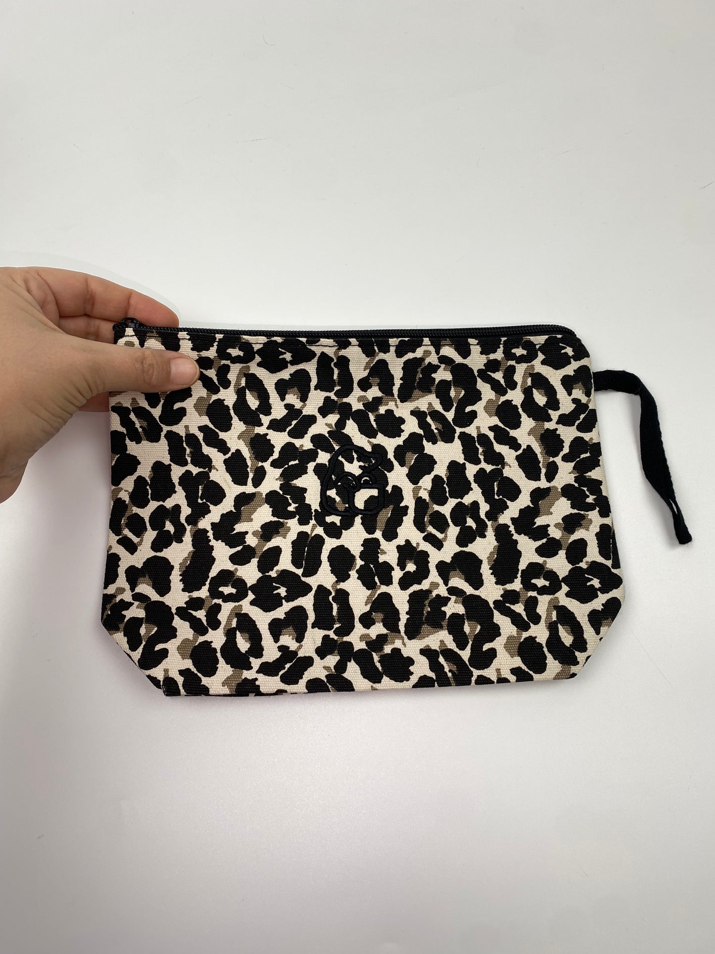 Leopar Lamineli Nakışlı 300gr Kanvas Kumaş 25x18x6cm Körüklü Clutch Bez Çanta