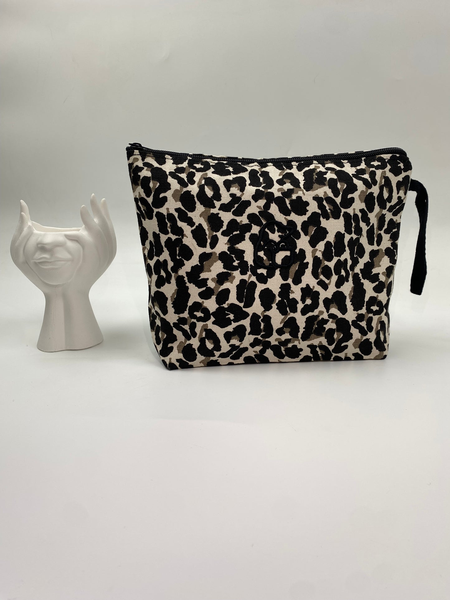 Leopar Lamineli Nakışlı 300gr Kanvas Kumaş 25x18x6cm Körüklü Clutch Bez Çanta