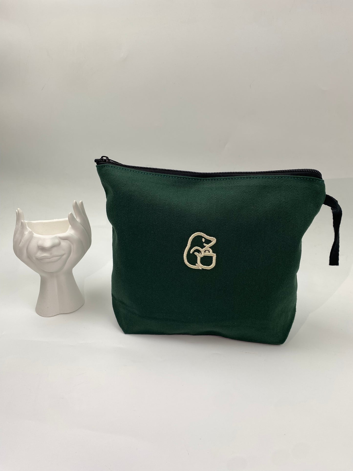 Yeşil-1 Lamineli Nakışlı 300gr Kanvas Kumaş 25x18x6cm Körüklü Clutch Bez Çanta