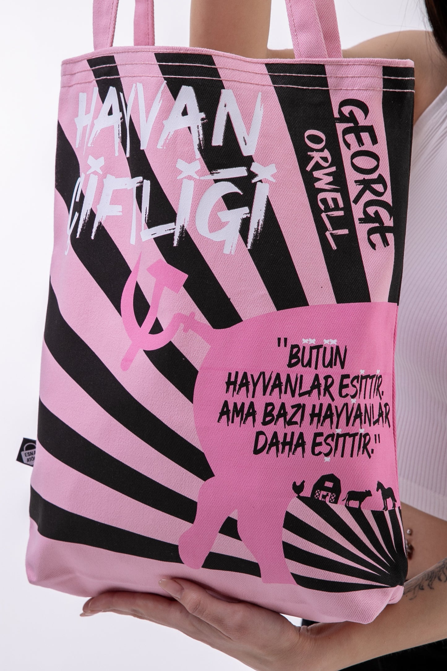 George Orwell Hayvan Çiftliği 340gr Gabardin Kumaş 35x40x8cm Bez Çanta