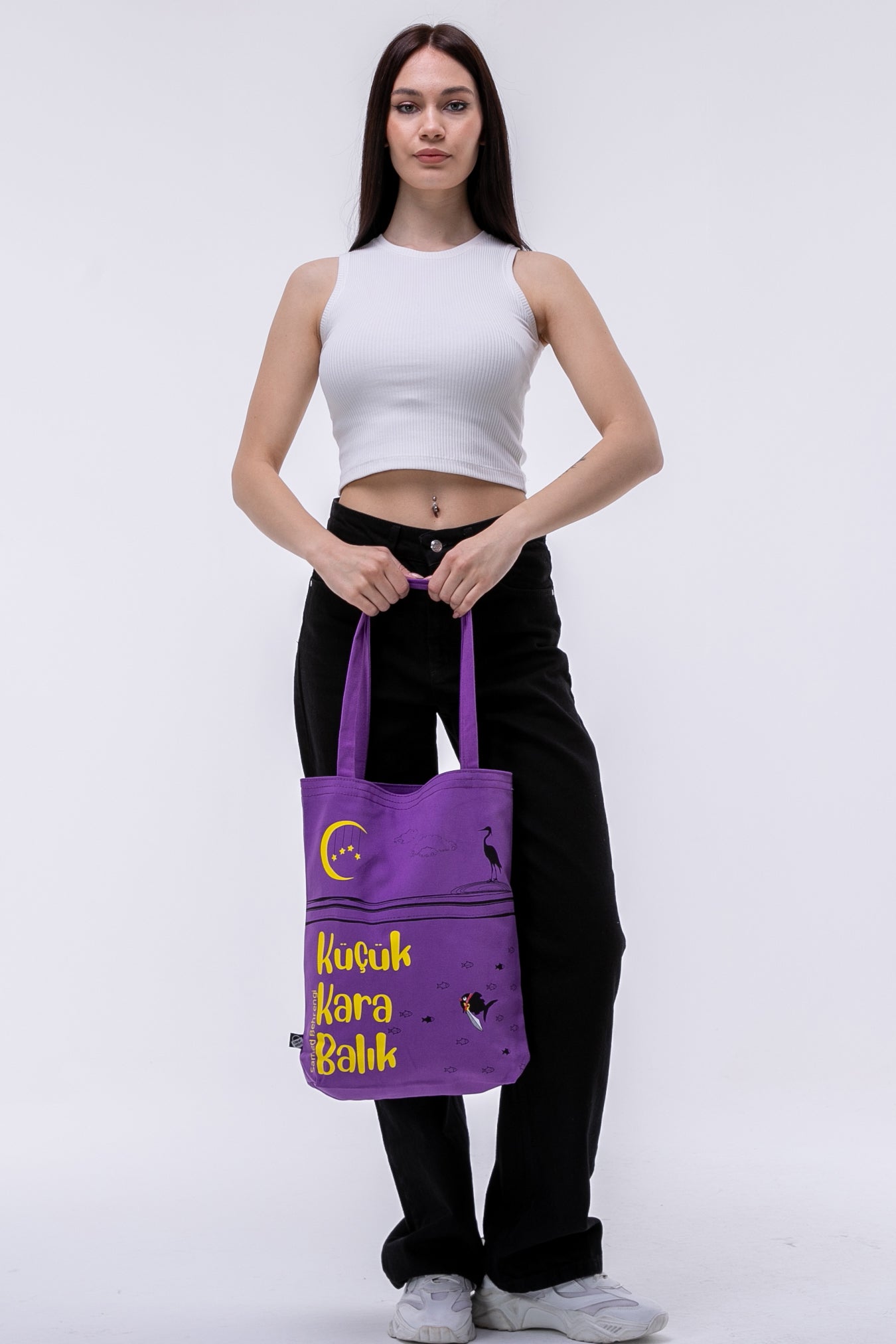 Samed Behrengi Küçük Kara Balık 340gr Gabardin Kumaş 35x40x8cm Bez Çanta