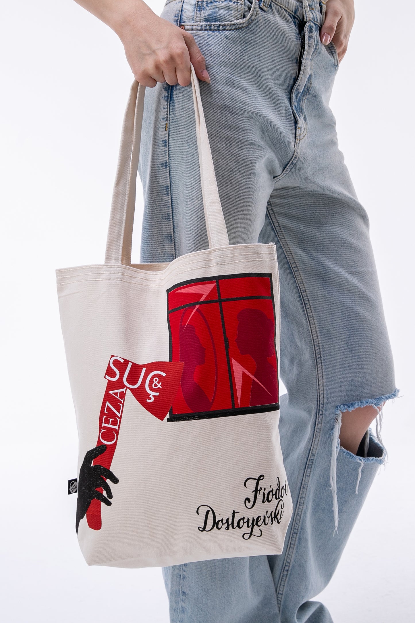 Fiodor Dostoyevski Suç & Ceza 340gr Gabardin Kumaş 35x40x8cm Bez Çanta