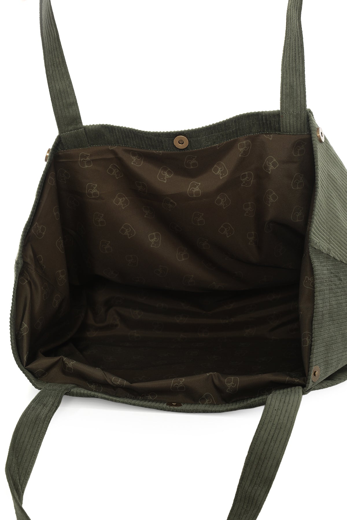 VELORA Yeşil Fitilli Kadife 32x38cm Bez Çanta + Yuvarlak Mini Çantalı