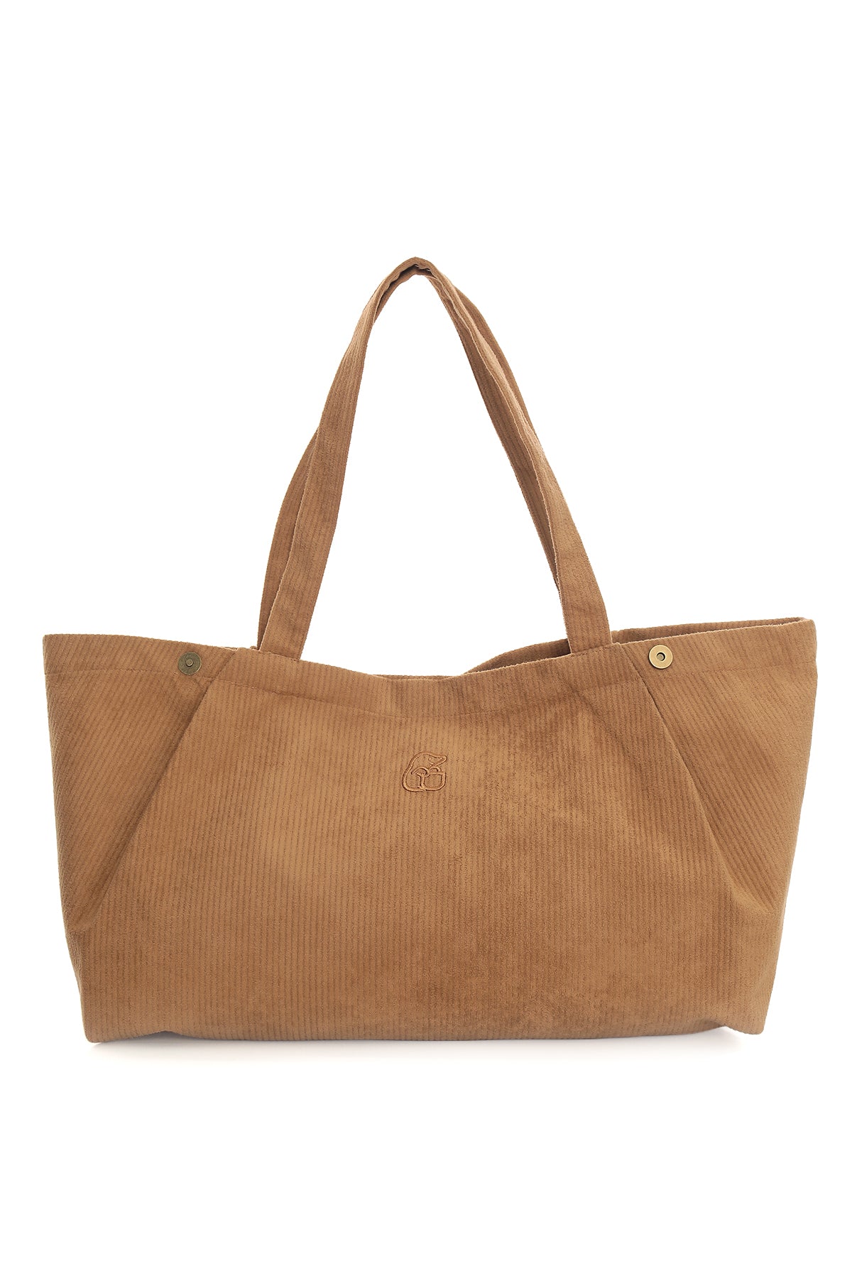 VELVET Camel Rengi Fitilli Kadife Büyüyebilen Bez Çanta