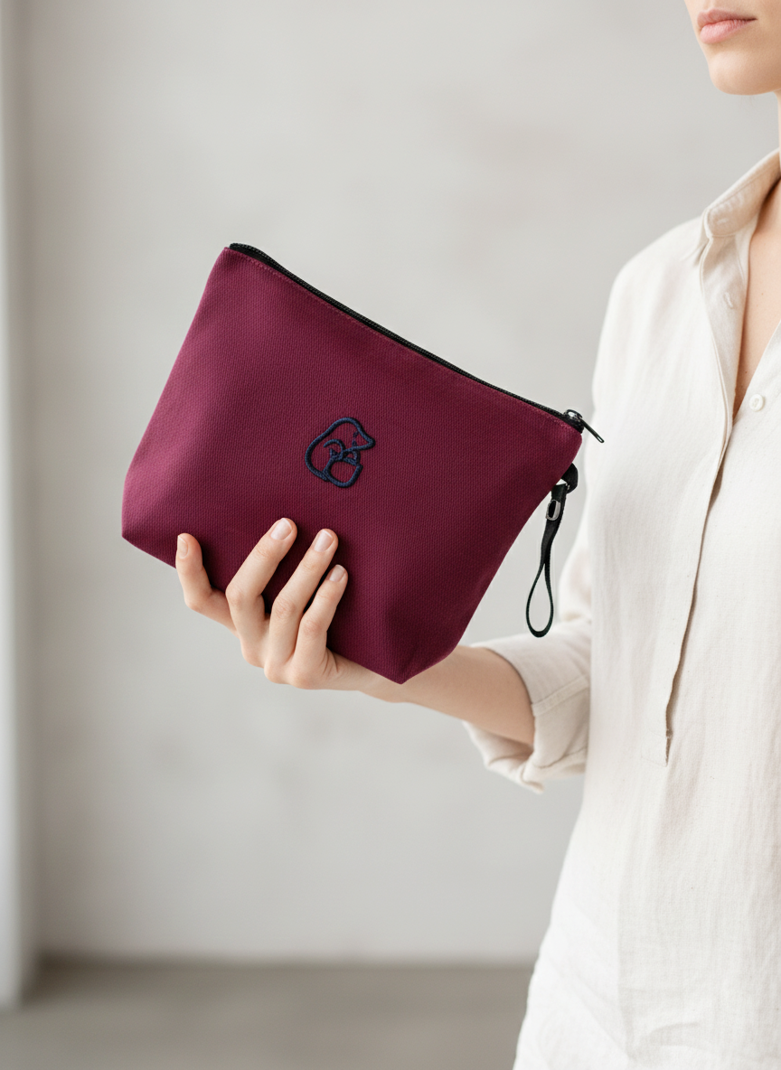 Bordo Lamineli Nakışlı 300gr Kanvas Kumaş 25x18x6cm Körüklü Clutch Bez Çanta